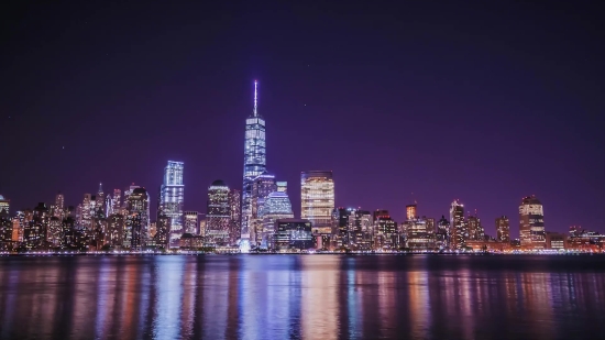 Elements Stock Footage, Waterfront, City, Night, Skyline, Cityscape