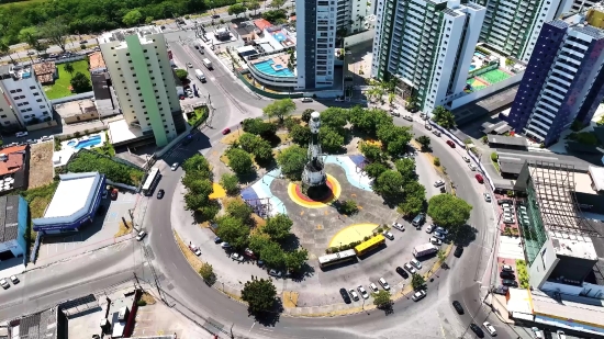 Free Vintage Stock Footage, Intersection, City, Architecture, Aerial, Building