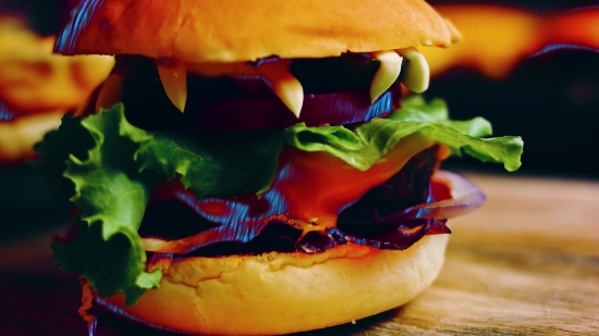 Sunset Stock Video, Cheeseburger, Sandwich, Hamburger, Tomato, Cheese
